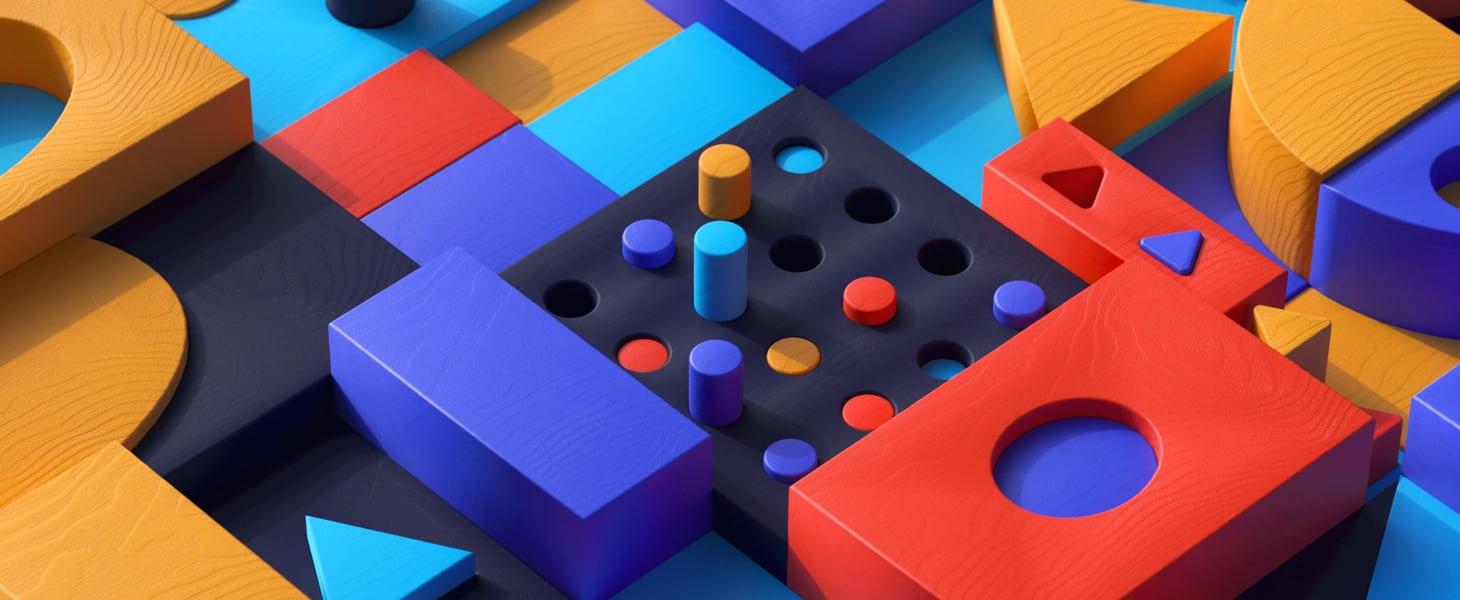 Colorful wooden lego tiles